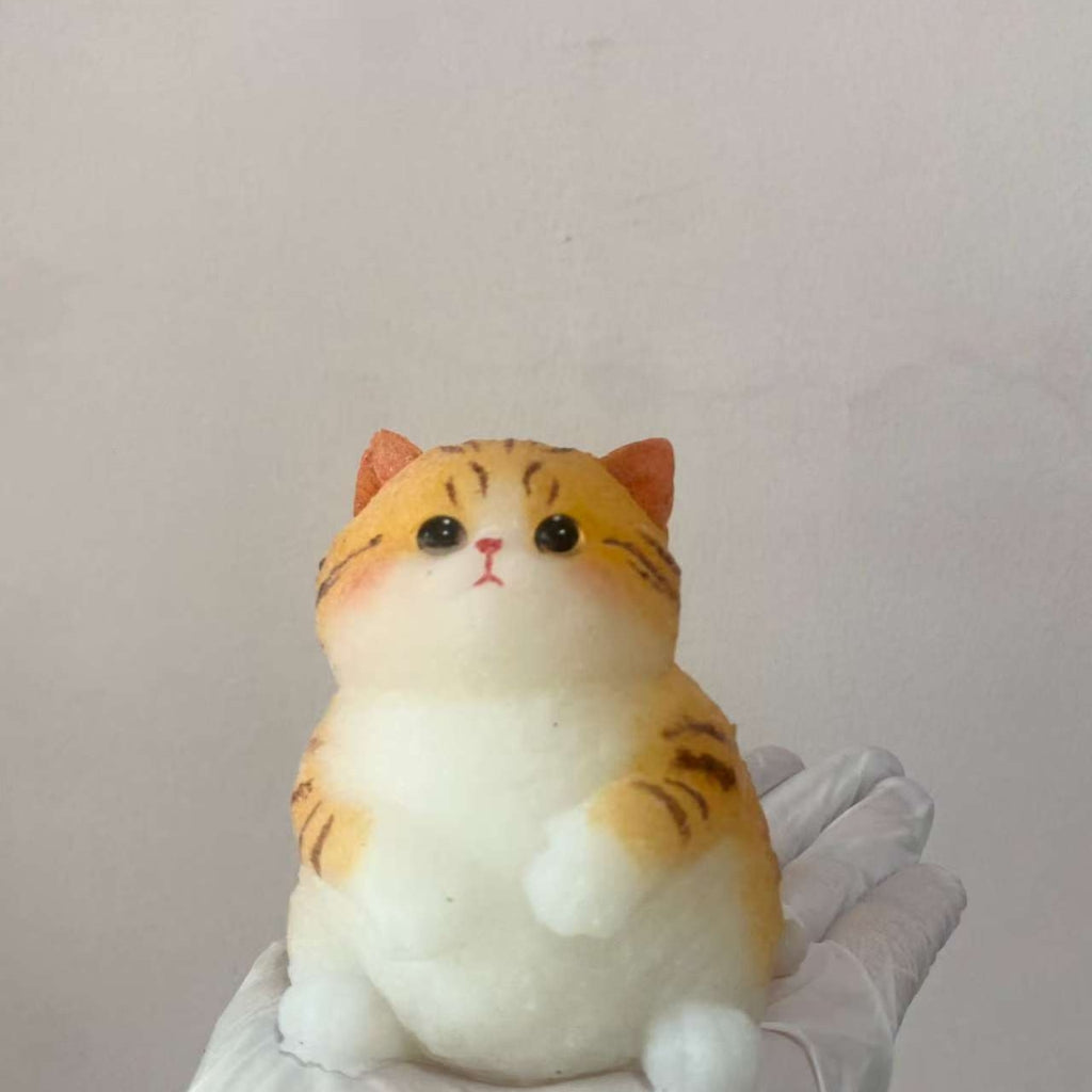 Cute Orange and White Plump Cat Stress-Relief Toy - Soft and Adorable Squishy Handcrafted Drawing Fun Stress-Relief Toy Gift
