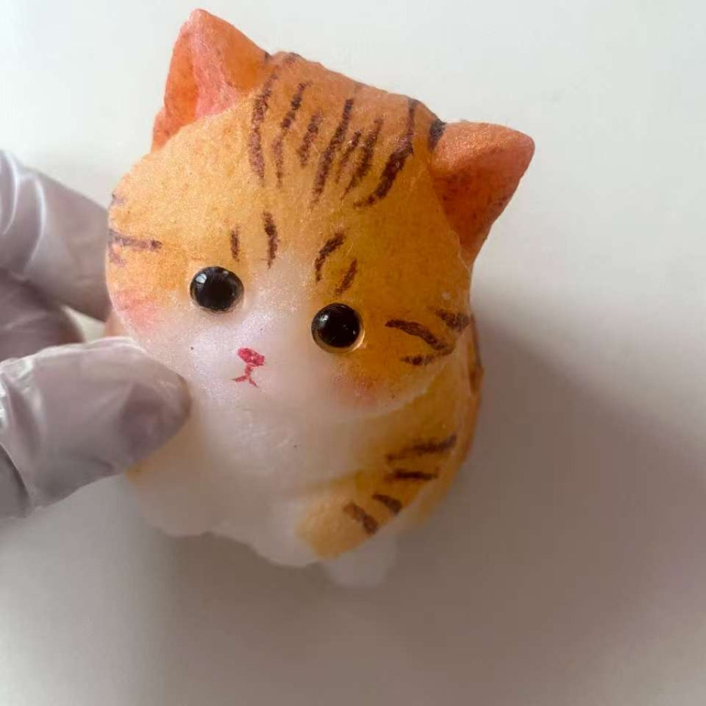 Cute Orange and White Plump Cat Stress-Relief Toy - Soft and Adorable Squishy Handcrafted Drawing Fun Stress-Relief Toy Gift