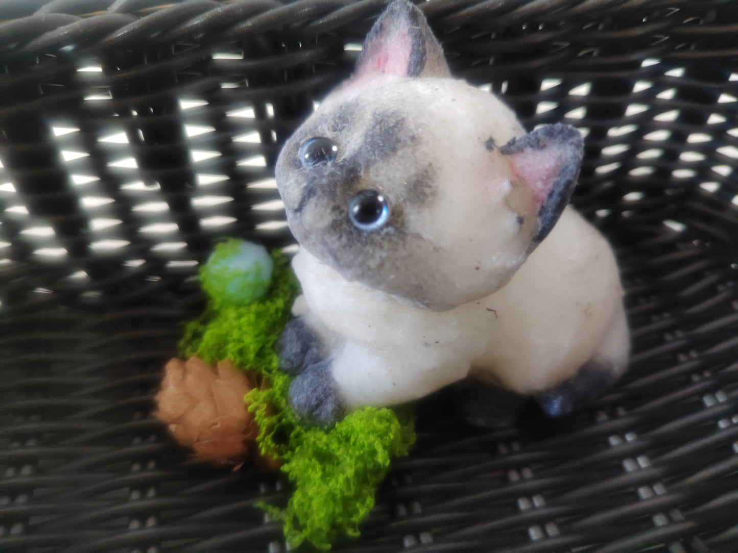 Small Black Siamese Kitten Toy - Handmade Clay Stress-Relief Squishy Kitten Toy