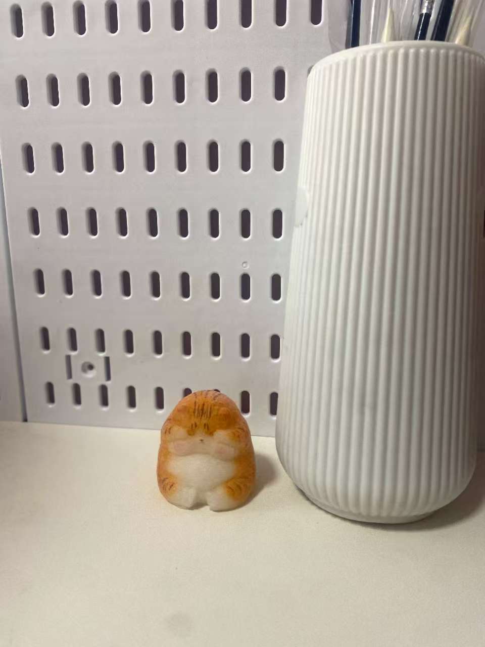 Orange and White Shy Kitten Toy - Handmade Squishy Stress-Relief Kitten Toy
