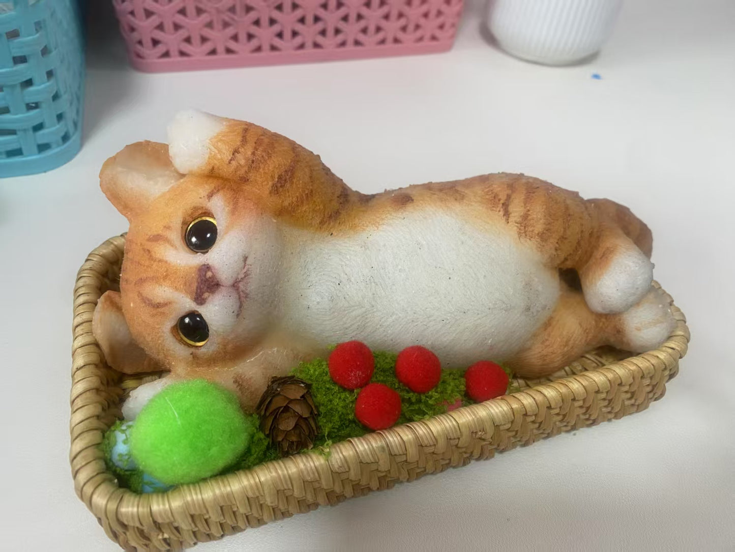 Orange and White Long Striped Cat - Handmade Soft and Squishy Stress-Relieving Cat Toy