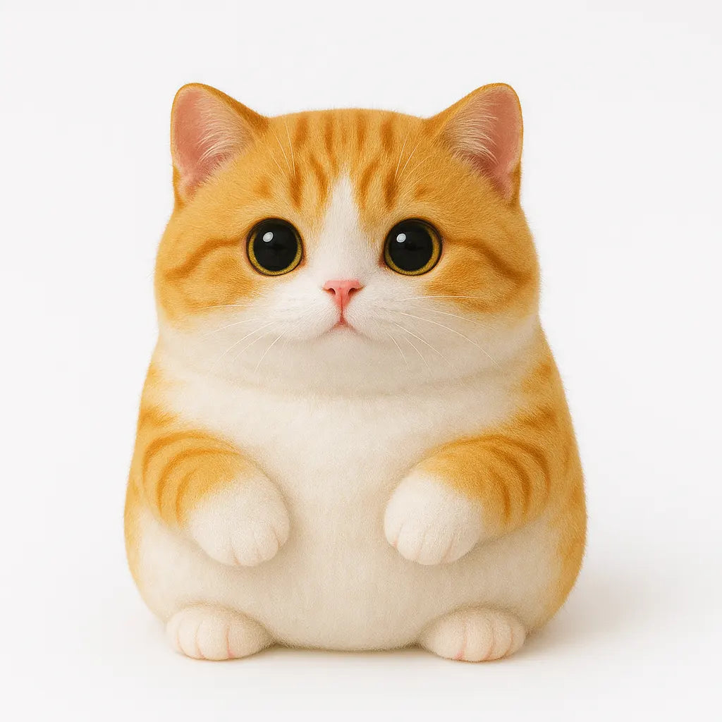 Cute Orange and White Plump Cat Stress-Relief Toy - Soft and Adorable Squishy Handcrafted Drawing Fun Stress-Relief Toy Gift