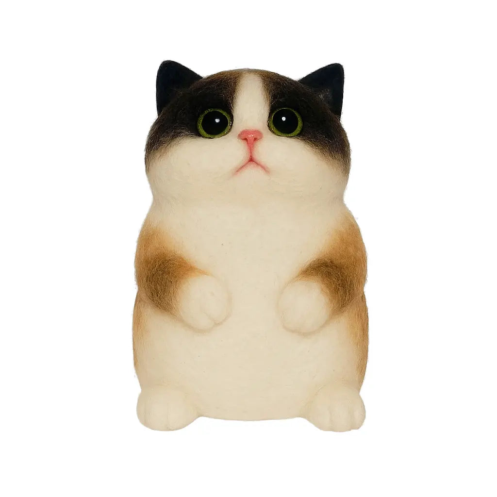 Panda-Eyed Plump Kitten - Pure Handmade Squishy Stress-Relieving Kitten Toy