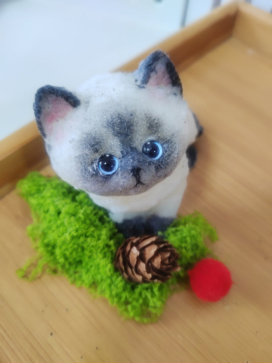 Small Black Siamese Kitten Toy - Handmade Clay Stress-Relief Squishy Kitten Toy