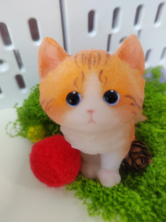 Orange and White Kitten Stress-Relief Toy - Soft and Cute Handmade Squishy Toy for Stress Relief