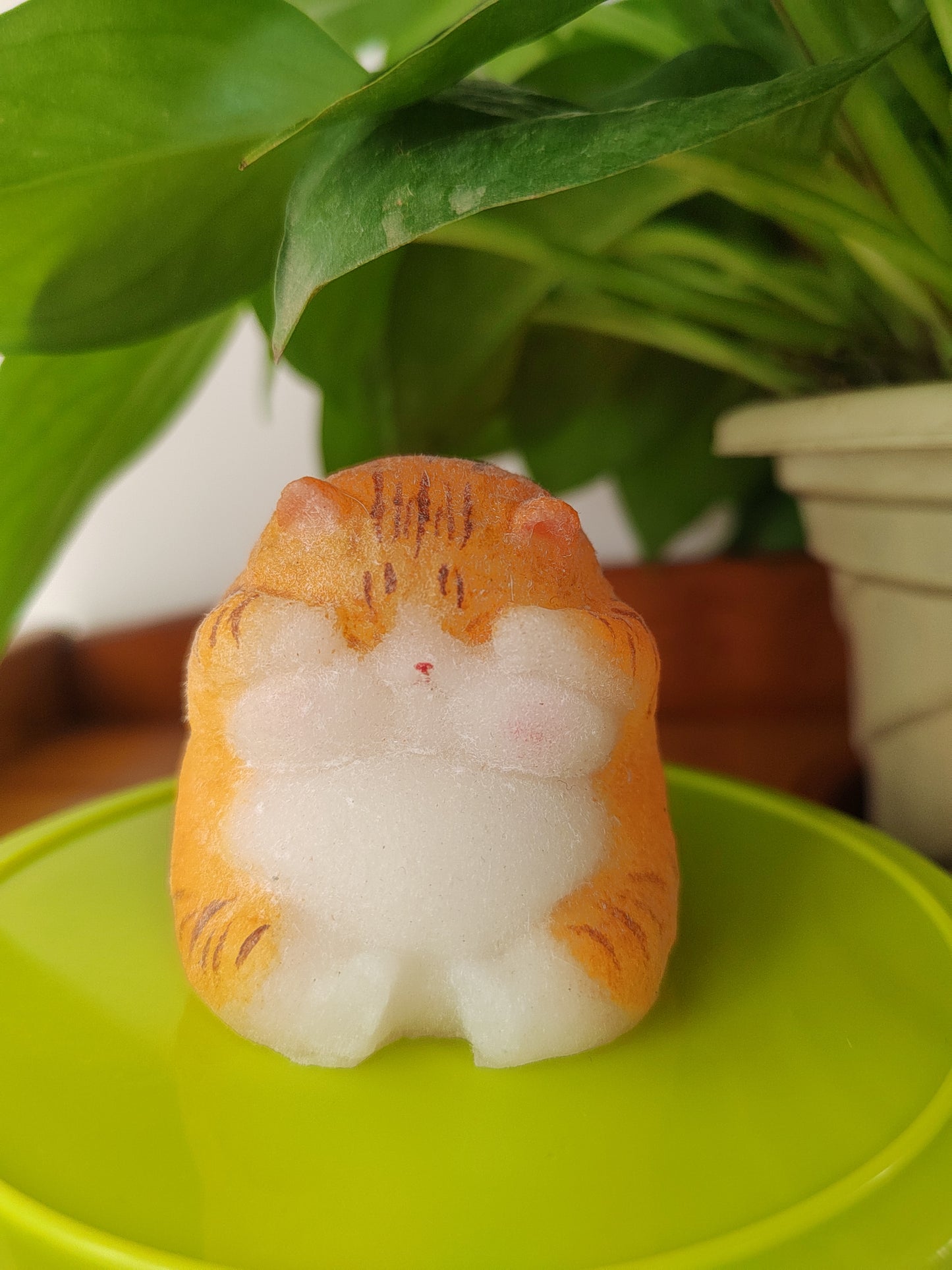 Orange and White Shy Kitten Toy - Handmade Squishy Stress-Relief Kitten Toy