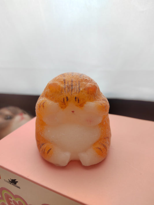 Orange and White Shy Kitten Toy - Handmade Squishy Stress-Relief Kitten Toy