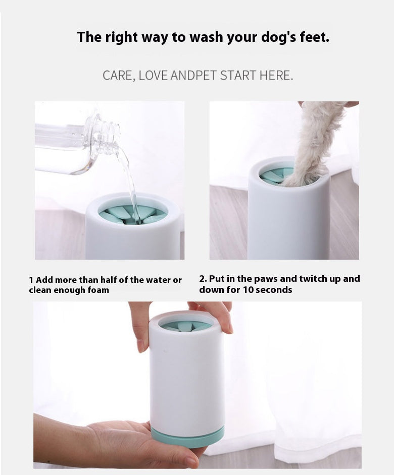 Pet Foot Cleaning Magic Tool: Cat Cleaning Paw Washer, Dog Silicone Foot Cup, Semi-Automatic Design