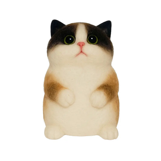 Panda-Eyed Plump Kitten - Pure Handmade Squishy Stress-Relieving Kitten Toy